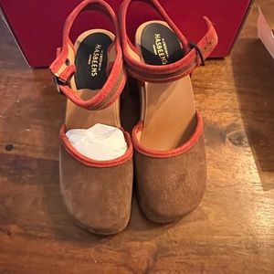 Swedish Hasbeens Brown Piping Sandal Size 6 (36)